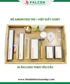 Bộ amenities gỗ khách sạn đóng hộp giấy - Falcon nhận in ấn logo