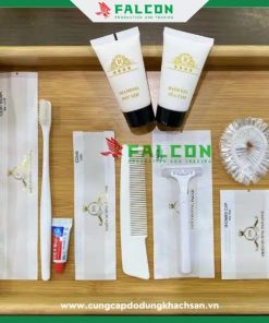 Amenities khách sạn dùng 1 lần in logo ép nhũ vàng cao cấp