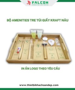 Bộ amenities chất liệu tre túi kraft nâu thân thiện - Falcon nhận in ấn logo