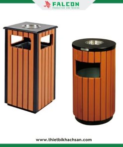 Thùng rác ngoài trời đơn chất liệu nhựa giả gỗ bền bỉ