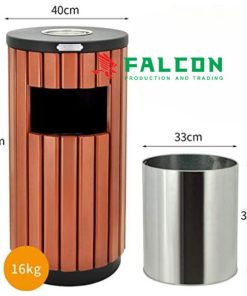 Thùng rác ngoài trời hình tròn lõi với chất liệu tôn hoa bền bỉ