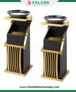 Thùng rác sảnh khách sạn cao cấp mạ vàng nổi bật sáng bóng