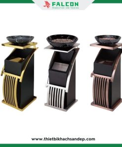 Thùng rác sảnh khách sạn chữ Z thiết kế co khay gạt tàn