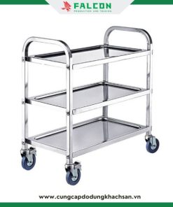 Xe đẩy dọn dẹp inox 3 tầng chứa đựng nhiều đồ đạc