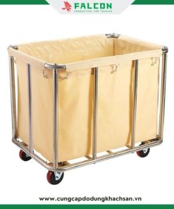 Xe để đồ dơ hình chữ nhật kích thước rộng rãi, khung sắt inox 201 bền bỉ