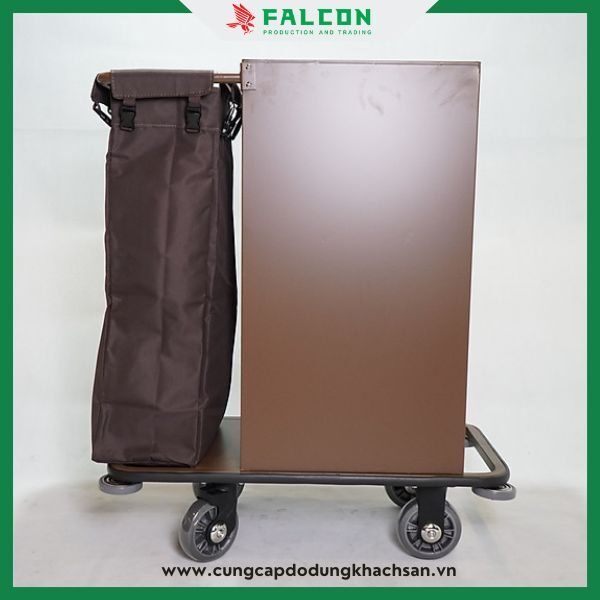 Xe dọn buồng phòng khách sạn 1 túi với chất liệu khung sắt sơn tĩnh điện bền bỉ
