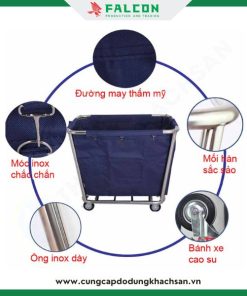 Xe dọn đồ dơ khách sạn bánh xe cao su lớn di chuyển linh hoạt