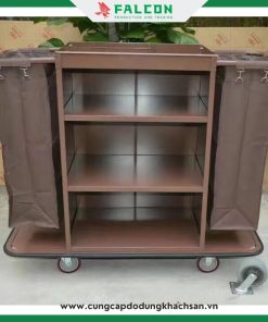 Xe dọn phòng khách sạn 2 túi với khung sắt sơn tĩnh điện bền bỉ, chịu lực tốt