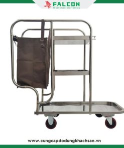 Xe dọn vệ sinh inox thiết kế 3 tầng tiện lợi