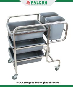 Xe thu gọn thức ăn 3 tầng khung inox không han gỉ, chịu lực tốt