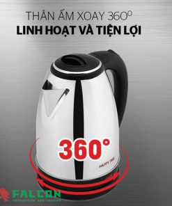 Thân ấm inox 201 cùng tay cầm ABS cách nhiệt an toàn.