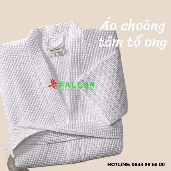 Áo choàng tắm cao cấp với chất liệu tổ ong cotton 100%.