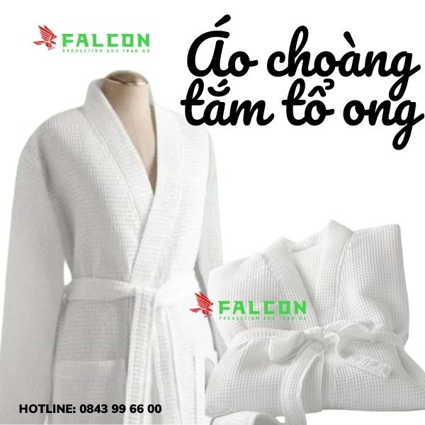 Áo choàng tắm tổ ong cotton 100% cao cấp.