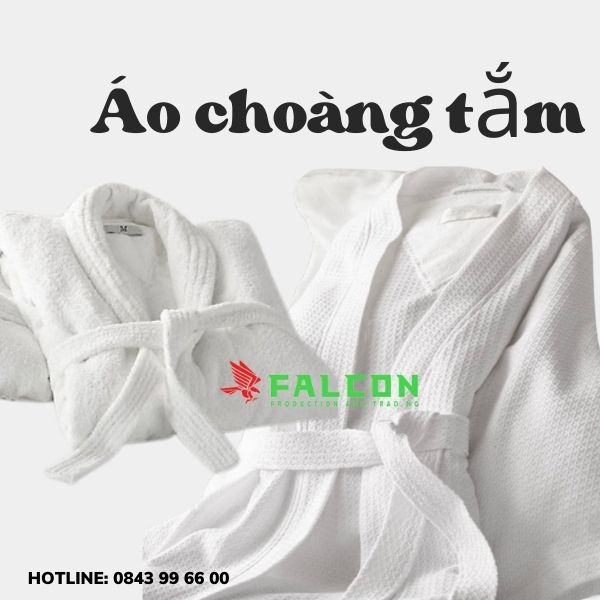 Áo choàng tắm cao cấp chất liệu sợi tổ ong 100% cotton.
