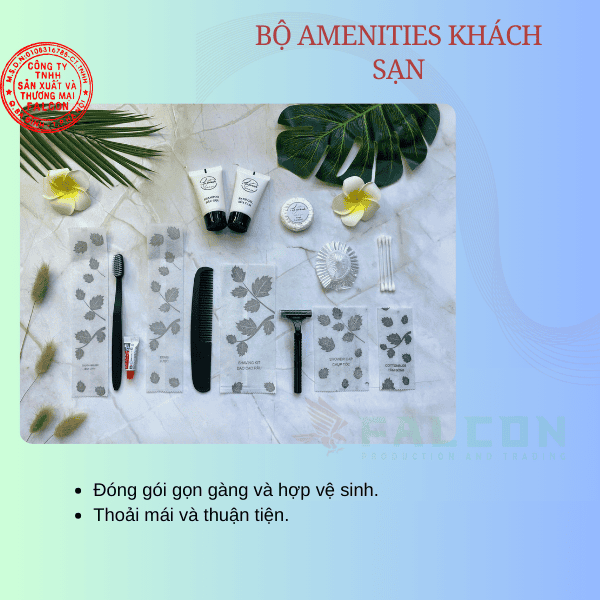 Bộ amenities lúa mạch cao cấp đóng túi giấy vải không dệt.