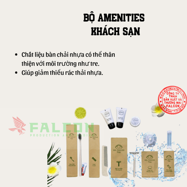 Bộ amenities lúa mạch sang trọng đóng túi kraft nâu.