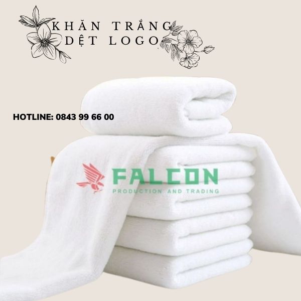 Khăn trắng cao cấp dệt logo dành cho khách sạn.