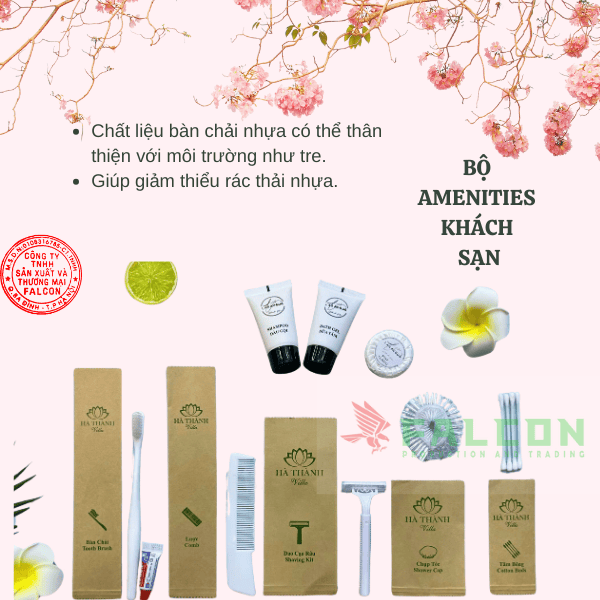 Bộ Amenities khách sạn cao cấp đóng túi krafp nâu