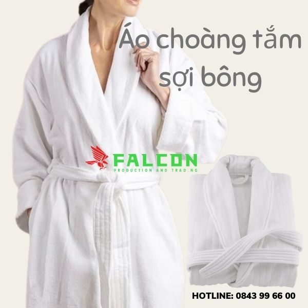 Áo choàng tắm sợi bông cao cấp thêu logo.