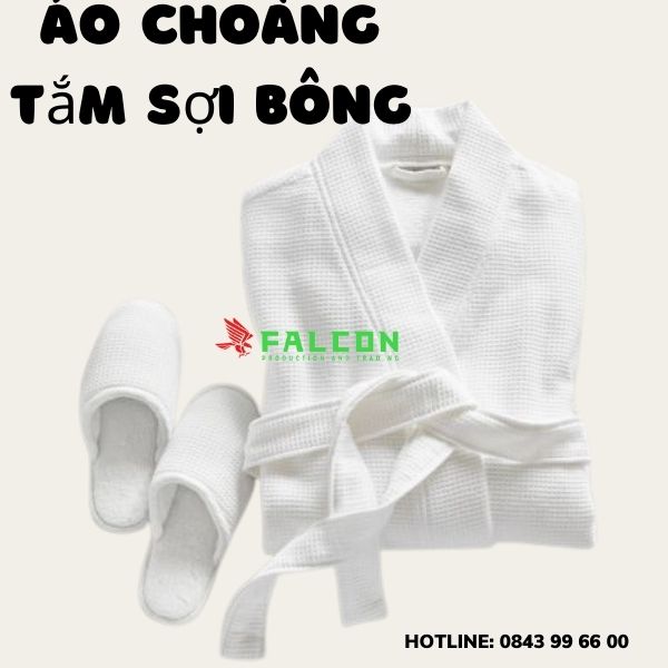 Áo choàng tắm sợi bông làm 100% bằng sợi cotton mềm mại.