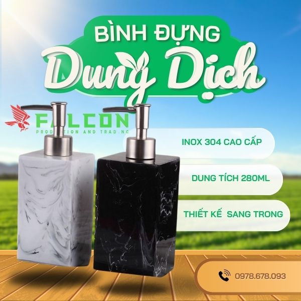 Bình đựng Meca 230ml vòi Inox 304 cao cấp hình vuông.