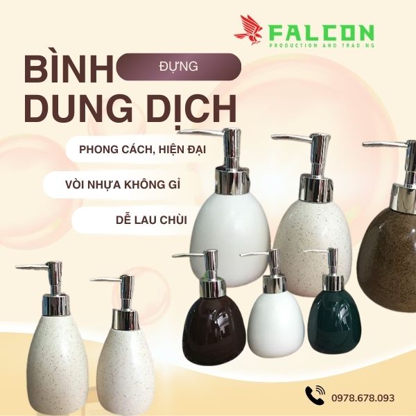 Bình đựng dung dịch cao cấp cấp gốm sứ vòi nhựa.
