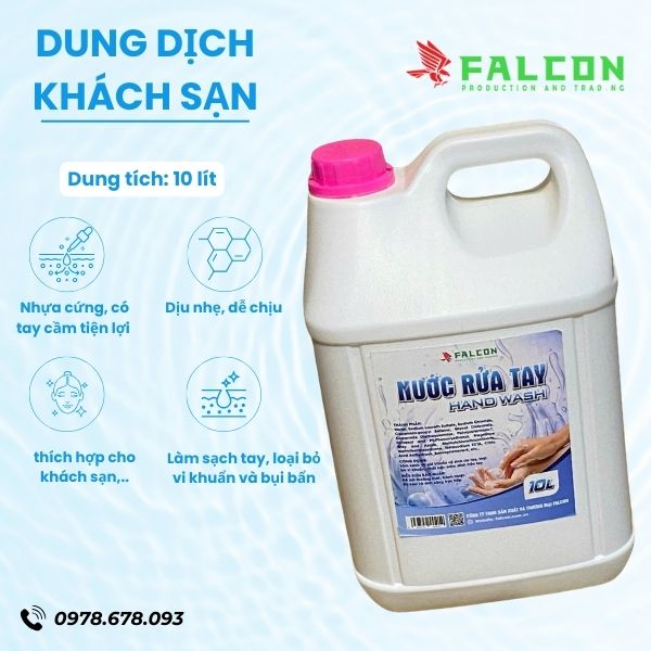 Can nước rửa tay 10 lít hương thơm dịu nhẹ không gây kích ứng.