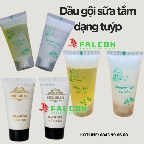 Tuýp dầu gội + sữa tắm + dầu xả 30ml có sẵn.