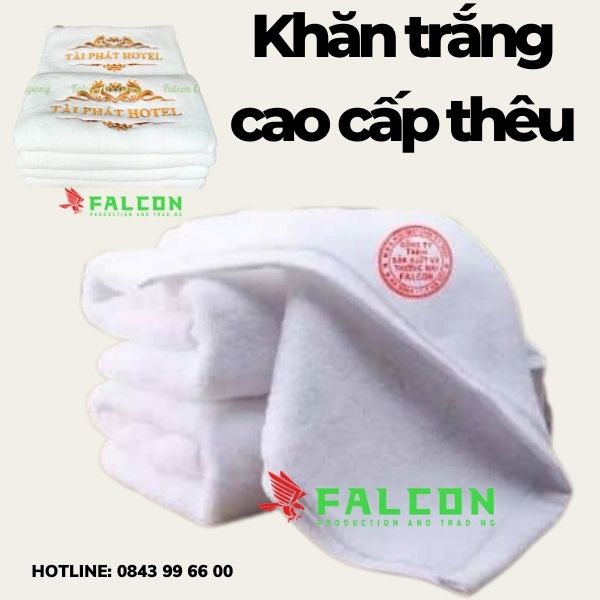 Khăn tắm khách sạn thêu logo cao cấp (chất liệu sợi cotton 100%).