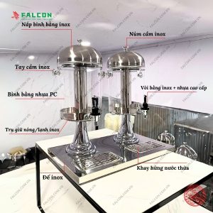 Bình đựng nước trái cây 2 ngăn cao cấp, dung tích 16L, thiết kế sang trọng cho khách sạn và nhà hàng.