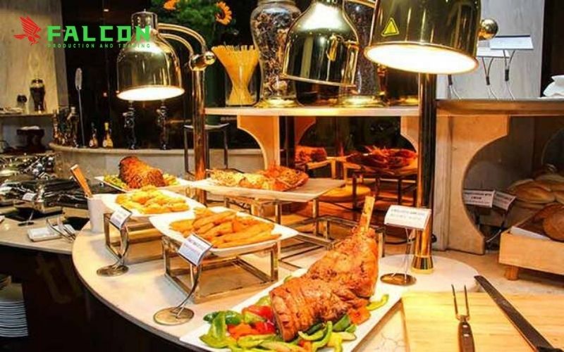 Đèn giữ nóng thức ăn phù hợp sử dụng cho nhà hàng, resort và tiệc buffet.