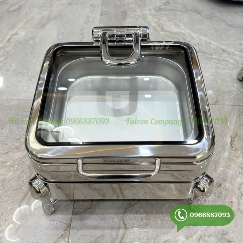 Nồi buffet điện hình vuông dung tích 6 lít, thiết kế hiện đại và sang trọng.