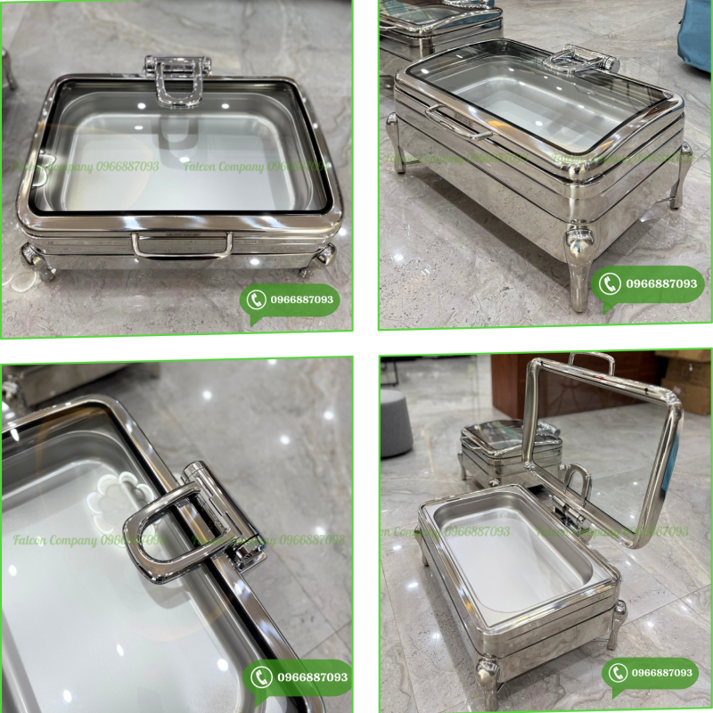 Nồi hâm nóng thức ăn buffet điện 9L, chất liệu inox bền đẹp, dễ vệ sinh.