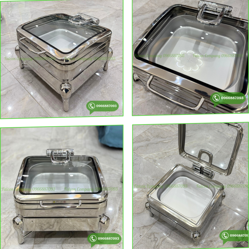 Nồi hâm nóng buffet điện chất liệu inox bền đẹp, dễ vệ sinh và sử dụng.