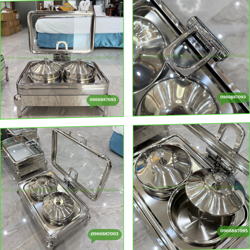 Inox kết hợp mặt kính, cánh mở dùng pittong thủy lực độ bền cao, chắn chắn