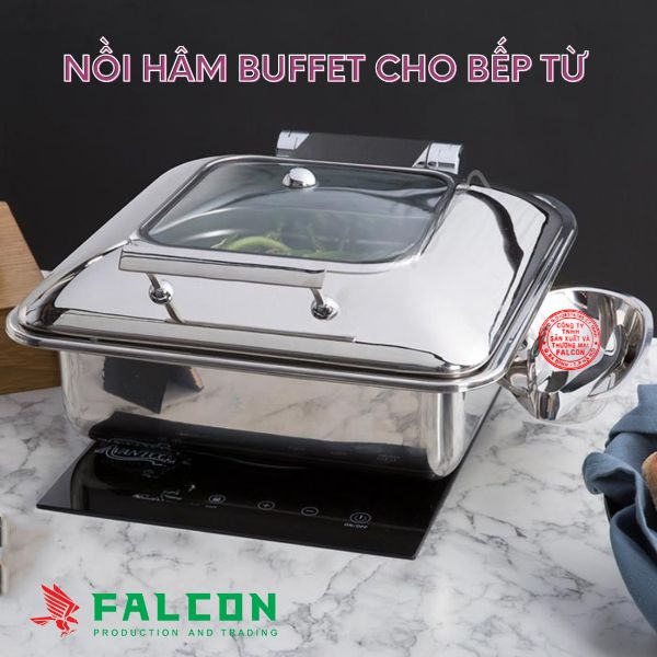 Nồi buffet dùng cho bếp từ, giúp giữ nóng thức ăn hiệu quả và an toàn khi sử dụng