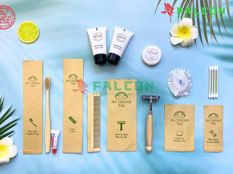 Bộ Amenities tre thân thiện đóng túi kraft nâu