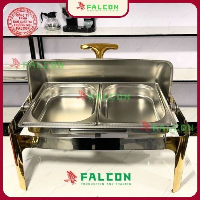 Nồi hâm buffet chữ nhật 2 ngăn cao cấp
