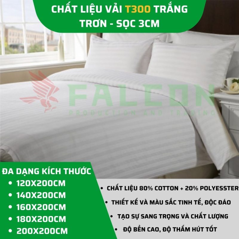 Chăn ga gối đệm khách sạn vải t300