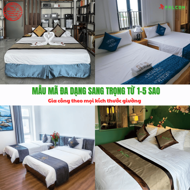 Đa dạng mẫu mãu chăn ga gối đệm cho khách sạn